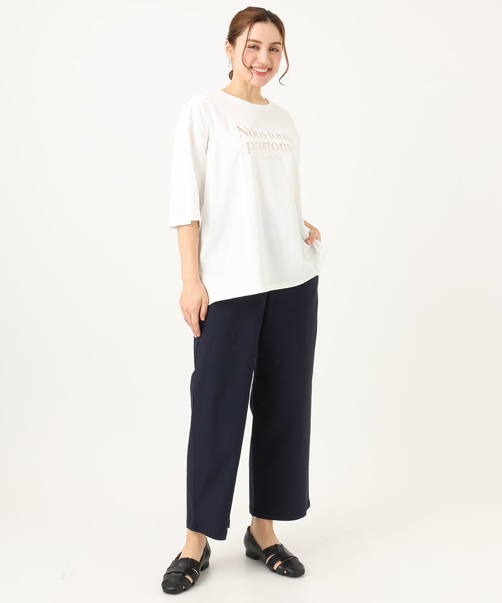 OLKEA09049 eur3(エウルキューブ) 【大きいサイズ】ドロップショルダーロゴTシャツ ホワイト(90)