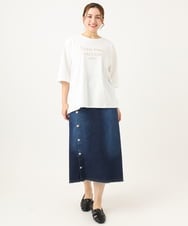OLKEA09049 eur3(エウルキューブ) 【大きいサイズ】ドロップショルダーロゴTシャツ ホワイト(90)