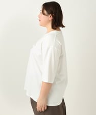 OLKEA09049 eur3(エウルキューブ) 【大きいサイズ】ドロップショルダーロゴTシャツ ホワイト(90)