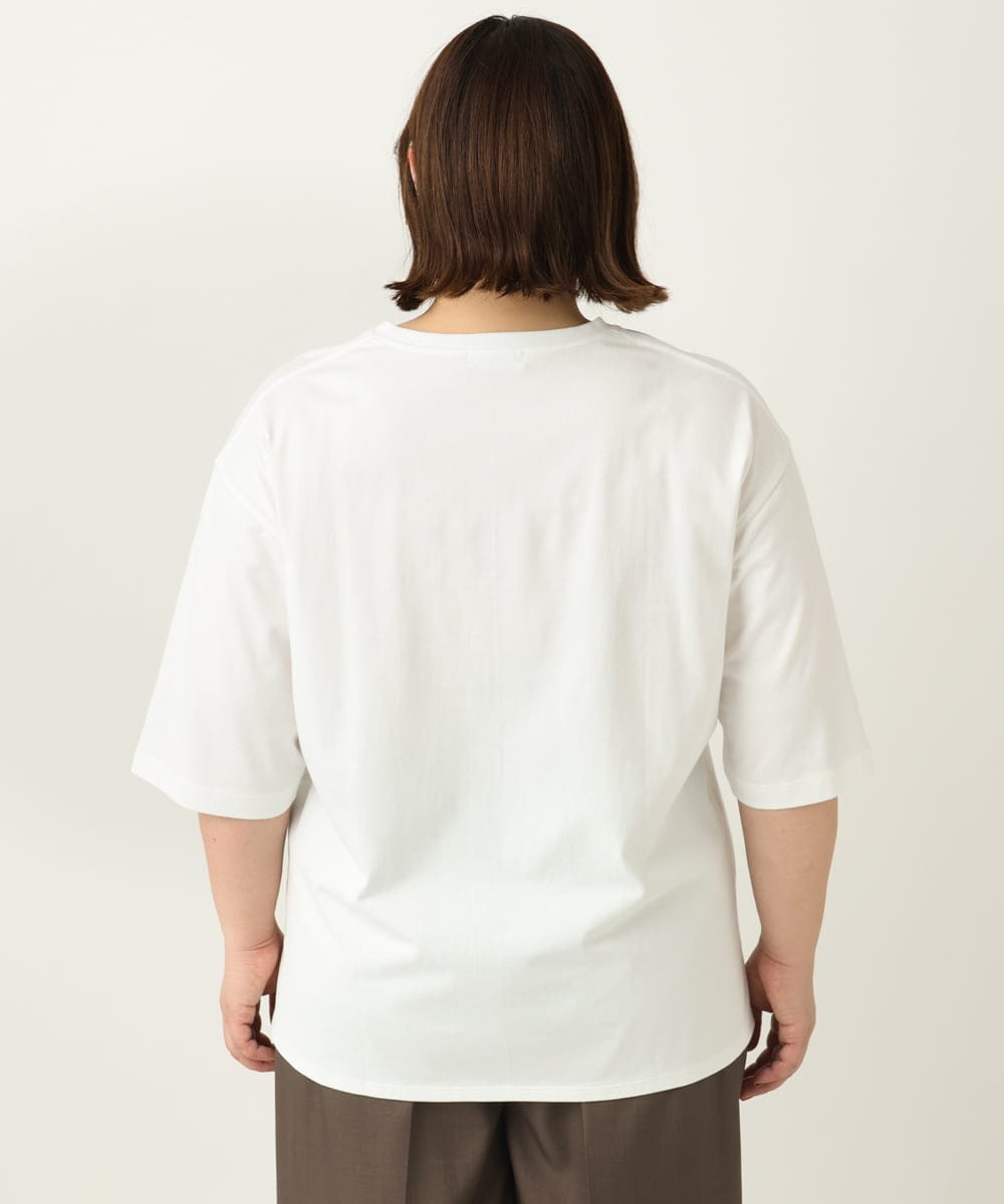 OLKEA09049 eur3(エウルキューブ) 【大きいサイズ】ドロップショルダーロゴTシャツ ホワイト(90)