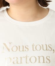 OLKEA09049 eur3(エウルキューブ) 【大きいサイズ】ドロップショルダーロゴTシャツ ホワイト(90)