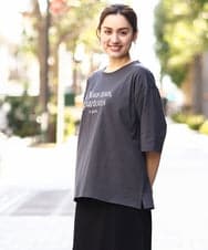 OLKEA09049 eur3(エウルキューブ) 【大きいサイズ】ドロップショルダーロゴTシャツ ダークグレー(93)