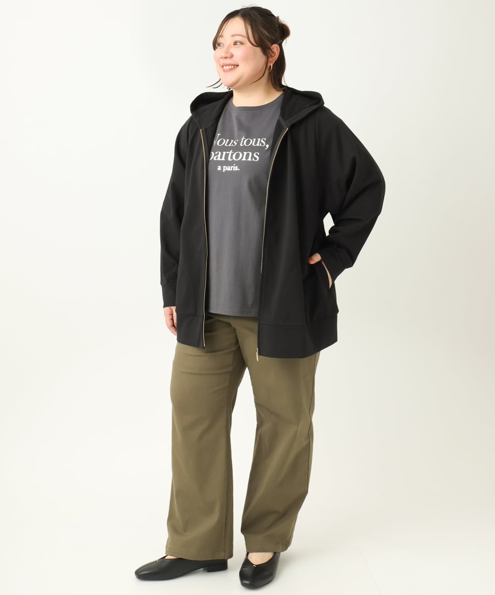 OLKEA09049 eur3(エウルキューブ) 【大きいサイズ】ドロップショルダーロゴTシャツ ダークグレー(93)