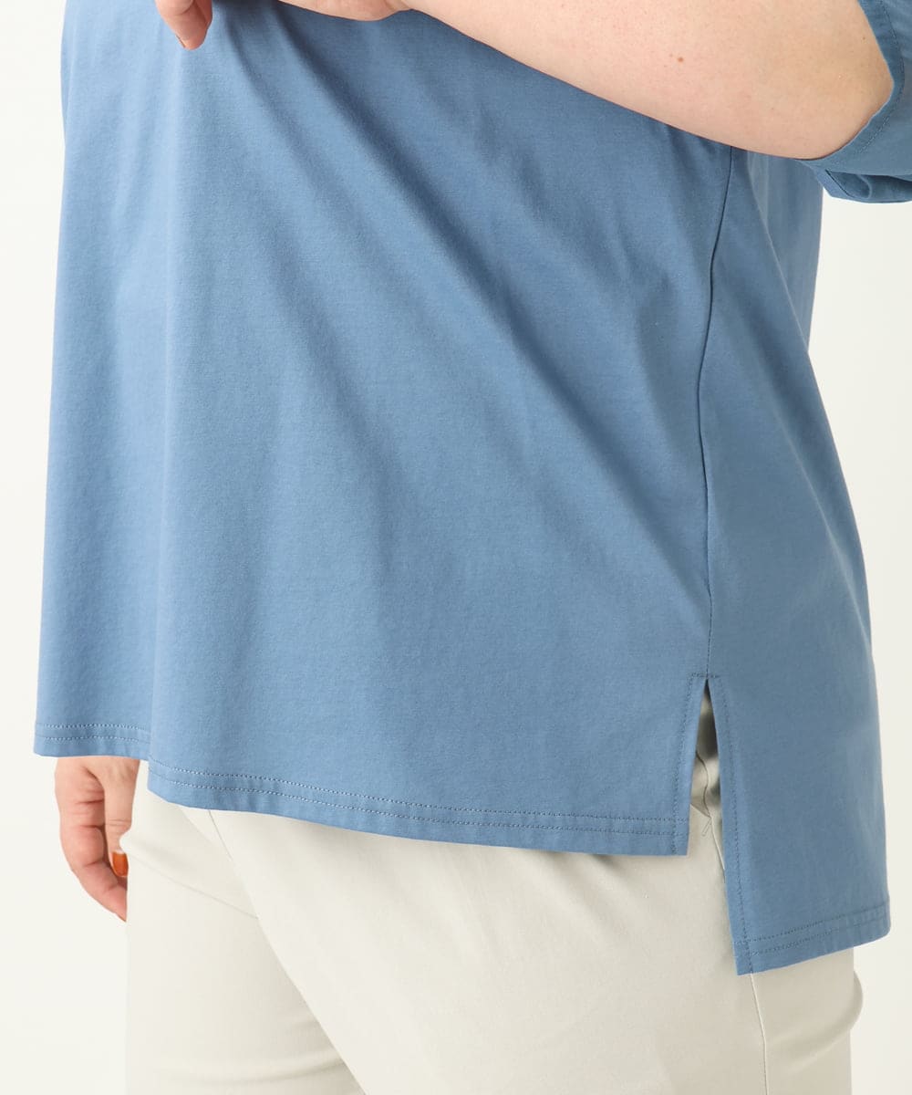 OLKEA11079 eur3(エウルキューブ) 【大きいサイズ】シアーランタンスリーブカットソー ブルー(55)