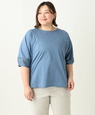 OLKEA11079 eur3(エウルキューブ) 【大きいサイズ】シアーランタンスリーブカットソー ブルー(55)