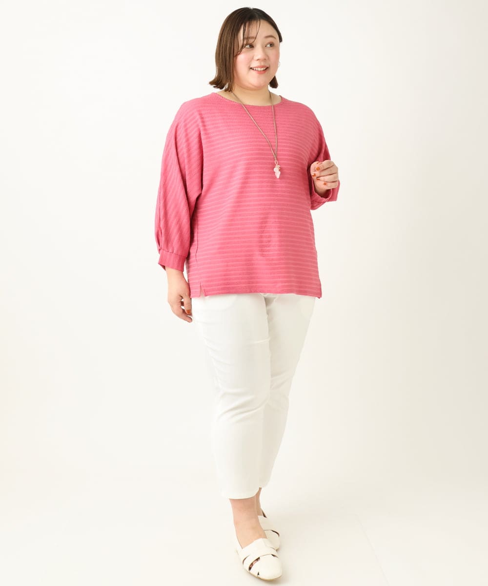 OLKEA13059 eur3(エウルキューブ) 【大きいサイズ】ぽこぽこカットソー ピンク(03)