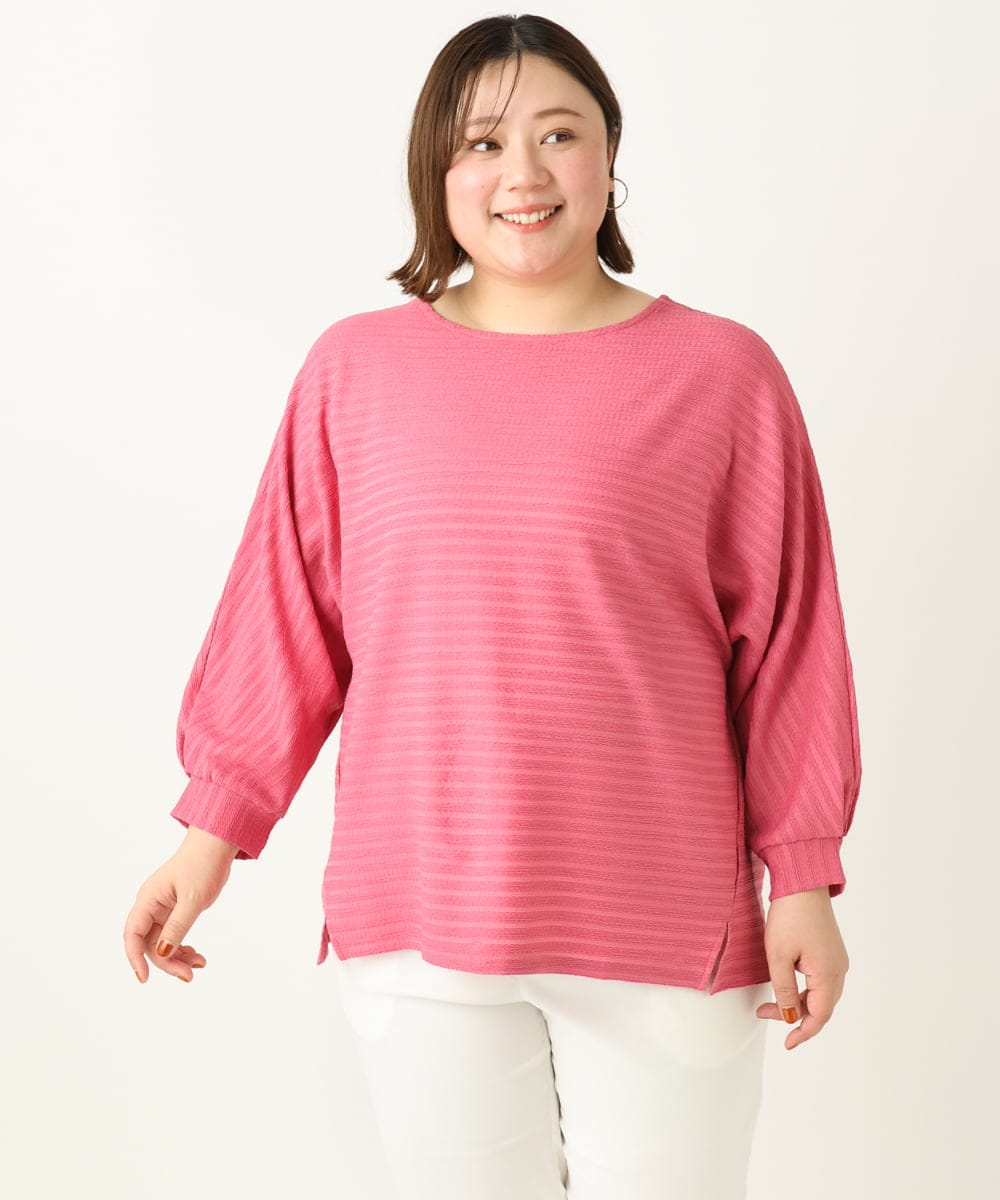 OLKEA13059 eur3(エウルキューブ) 【大きいサイズ】ぽこぽこカットソー ピンク(03)