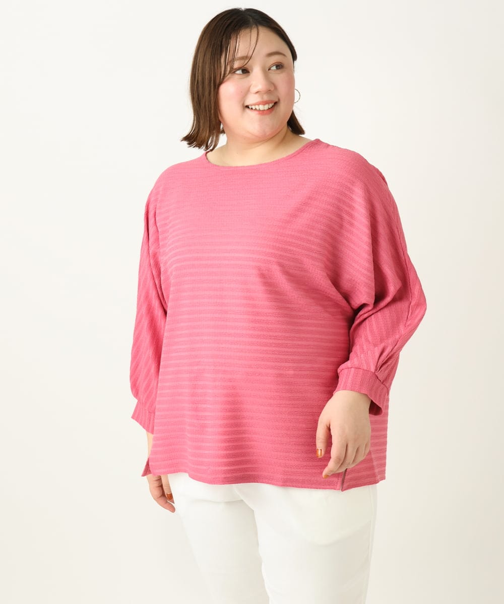 OLKEA13059 eur3(エウルキューブ) 【大きいサイズ】ぽこぽこカットソー ピンク(03)