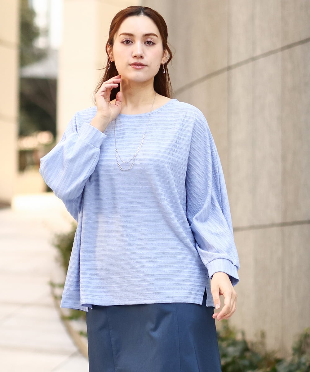 OLKEA13059 eur3(エウルキューブ) 【大きいサイズ】ぽこぽこカットソー ライトブルー(50)