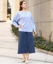 OLKEA13059 eur3(エウルキューブ) 【大きいサイズ】ぽこぽこカットソー ライトブルー(50)