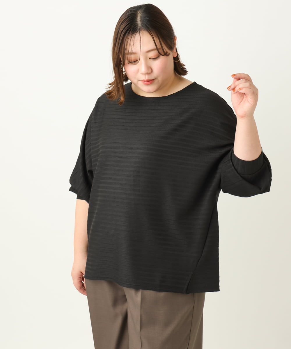 OLKEA13059 eur3(エウルキューブ) 【大きいサイズ】ぽこぽこカットソー ブラック(94)