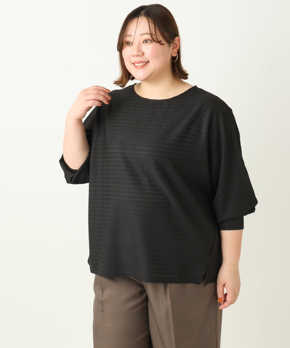 OLKEA13059 eur3(エウルキューブ) 【大きいサイズ】ぽこぽこカットソー ブラック(94)