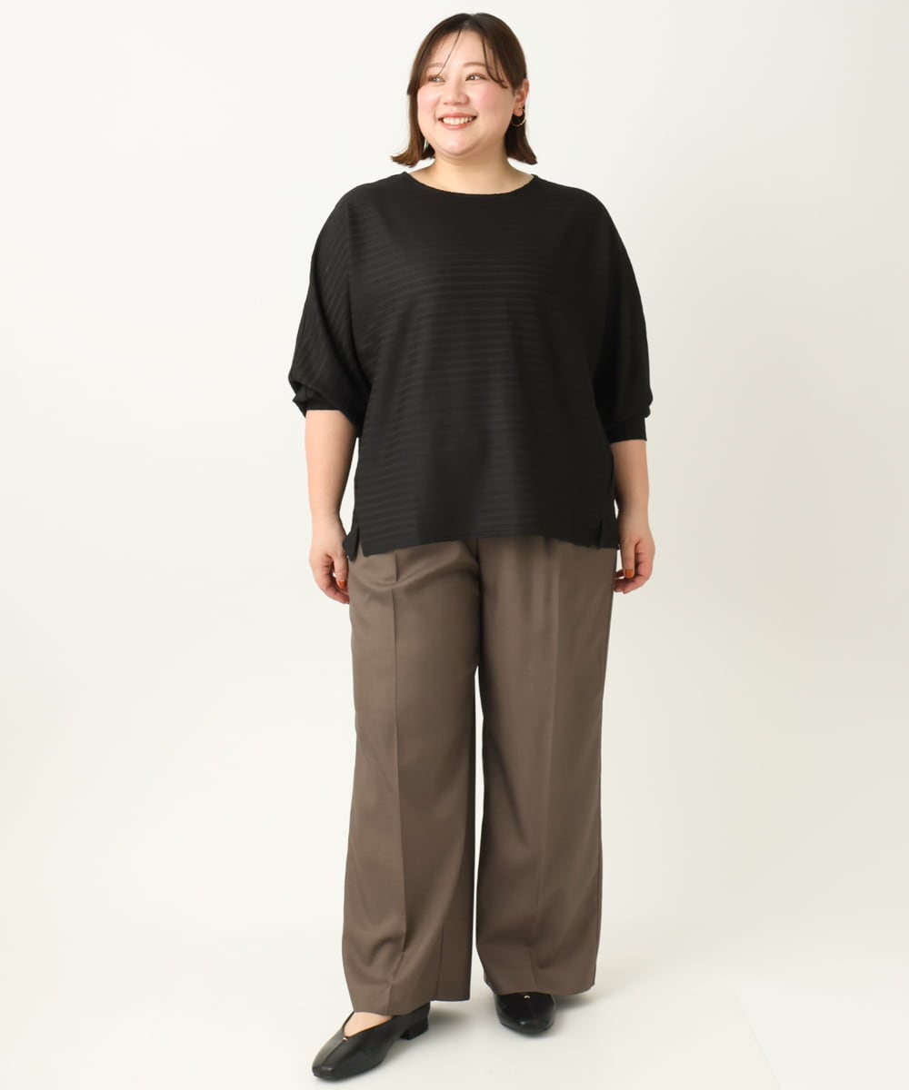 OLKEA13059 eur3(エウルキューブ) 【大きいサイズ】ぽこぽこカットソー ブラック(94)