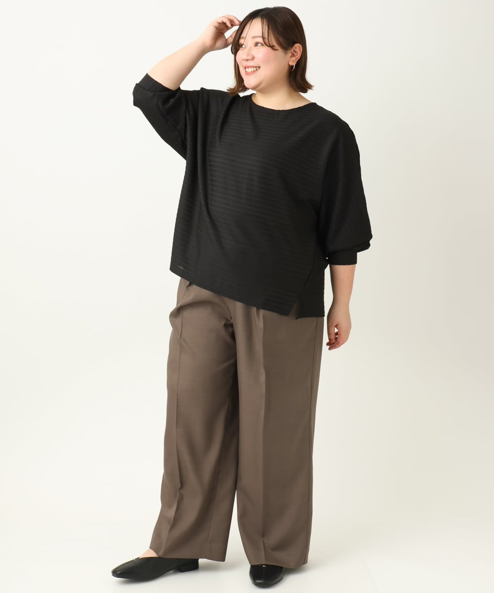 OLKEA13059 eur3(エウルキューブ) 【大きいサイズ】ぽこぽこカットソー ブラック(94)