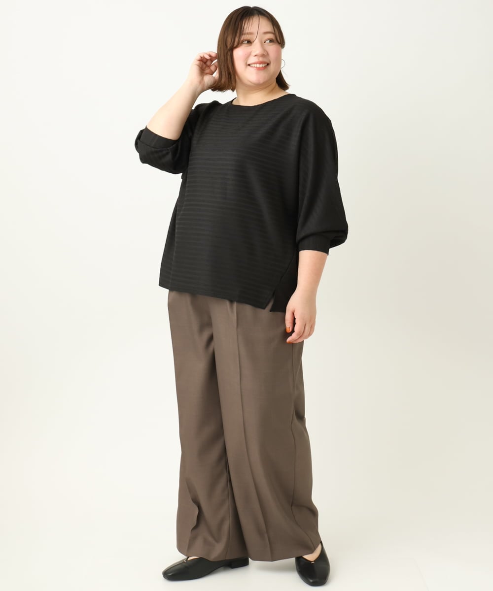 OLKEA13059 eur3(エウルキューブ) 【大きいサイズ】ぽこぽこカットソー ブラック(94)