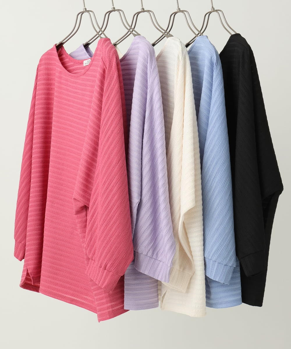 OLKEA13059 eur3(エウルキューブ) 【大きいサイズ】ぽこぽこカットソー ブラック(94)
