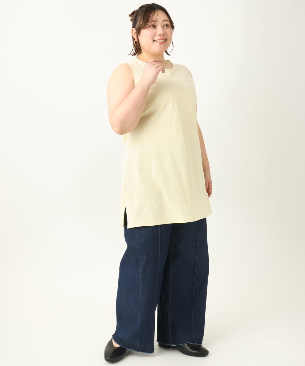 OLKEA14049 eur3(エウルキューブ) 【大きいサイズ】ロングタンクトップ ライトイエロー(20)