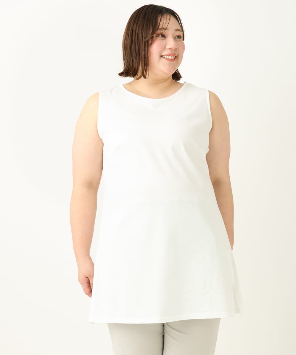 OLKEA14049 eur3(エウルキューブ) 【大きいサイズ】ロングタンクトップ ホワイト(90)