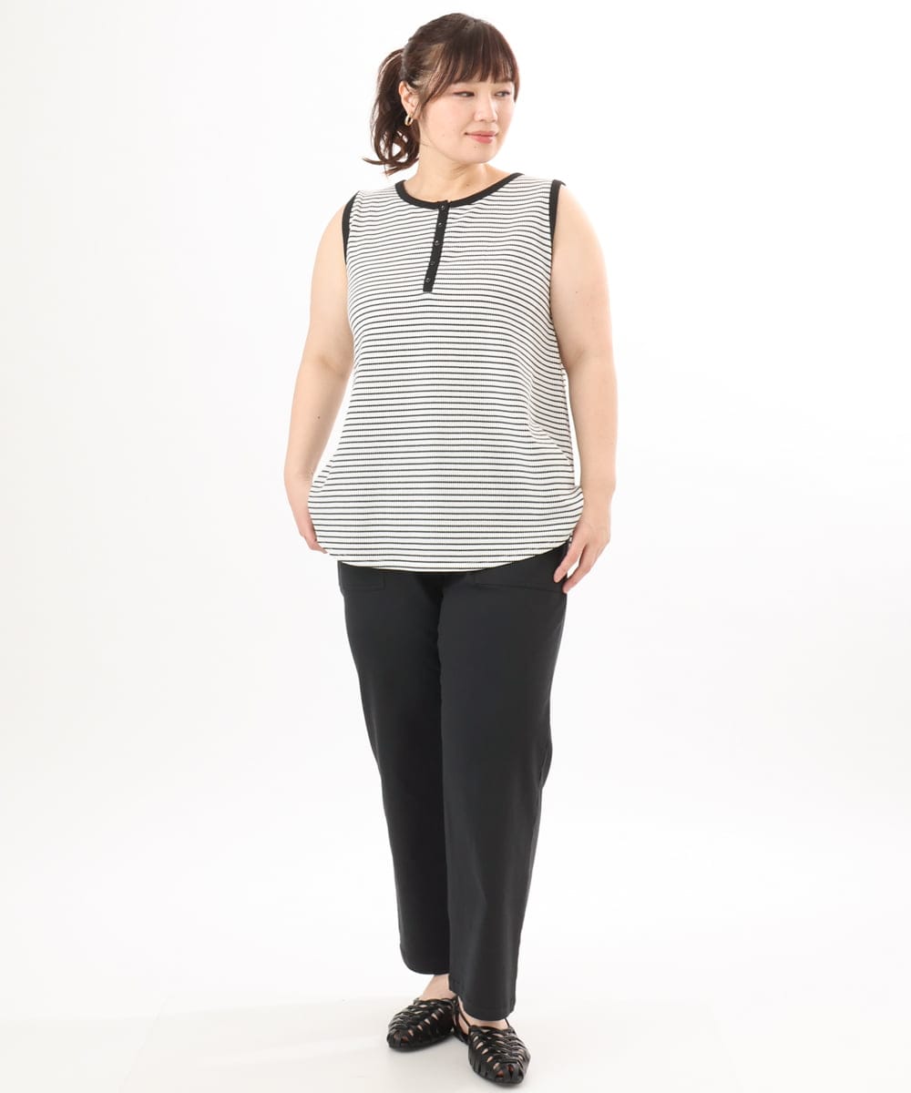 OLKED07059 eur3(エウルキューブ) 【WEB先行販売】【大きいサイズ】ヘンリーネックタンクトップ ホワイト