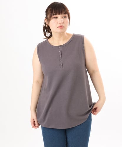 OLKED07059 eur3 【WEB先行販売】【大きいサイズ】ヘンリーネックタンクトップ