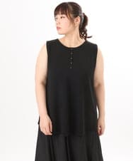 OLKED07059 eur3(エウルキューブ) 【WEB先行販売】【大きいサイズ】ヘンリーネックタンクトップ ブラック