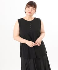 OLKED07059 eur3(エウルキューブ) 【WEB先行販売】【大きいサイズ】ヘンリーネックタンクトップ ブラック