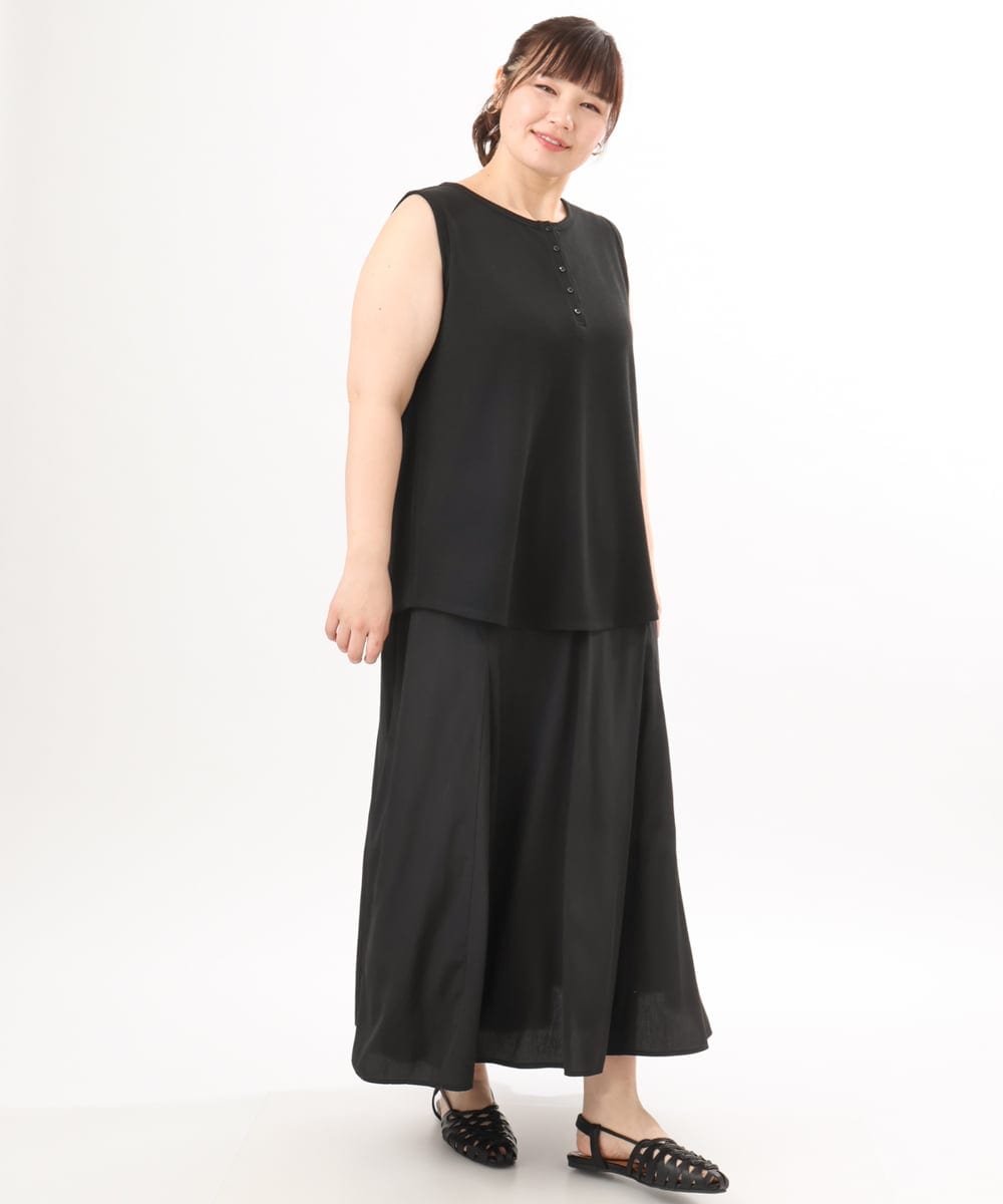 OLKED07059 eur3(エウルキューブ) 【WEB先行販売】【大きいサイズ】ヘンリーネックタンクトップ ブラック
