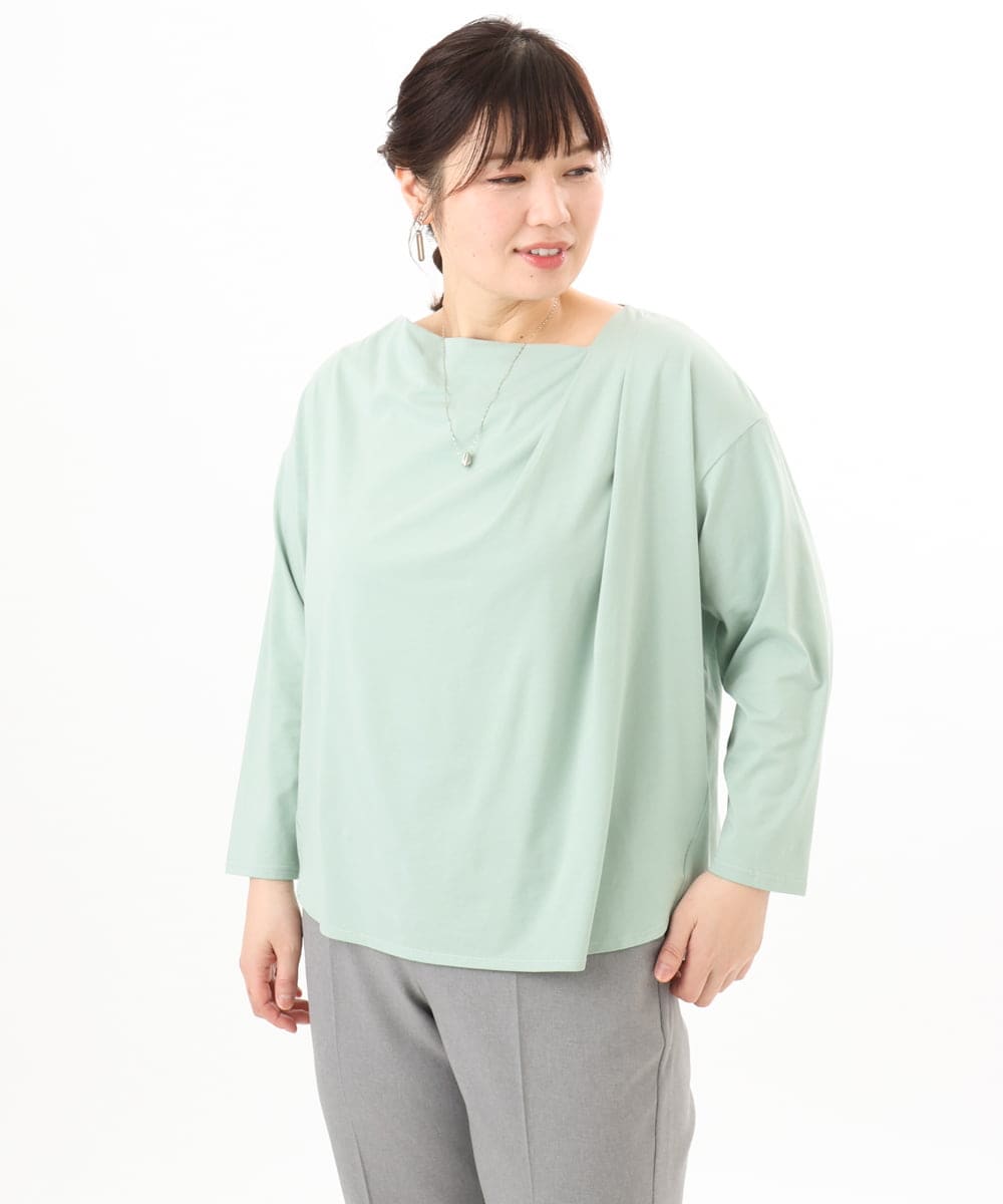 OLKED09069 eur3(エウルキューブ) 【大きいサイズ】ドレープネックトップス グリーン