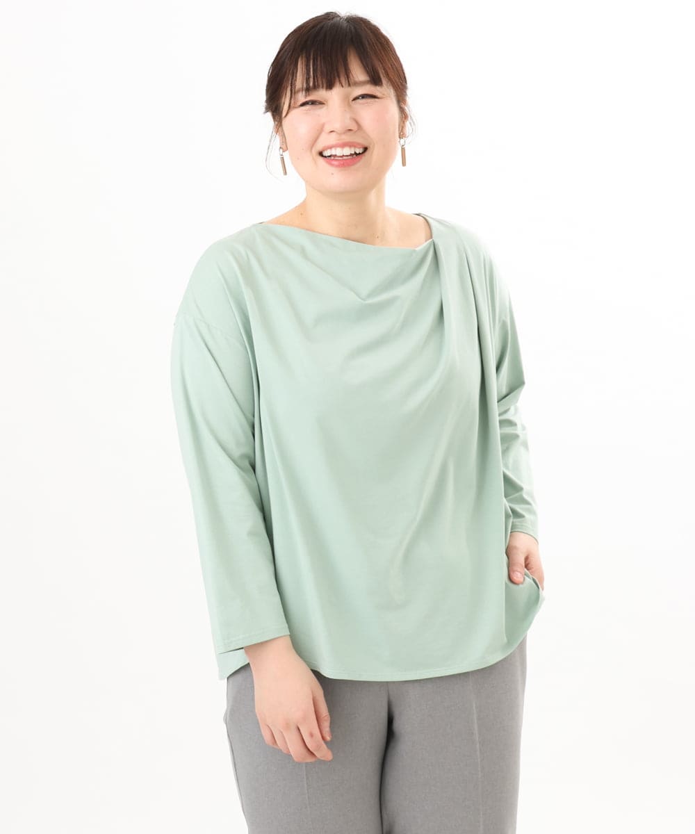 OLKED09069 eur3(エウルキューブ) 【大きいサイズ】ドレープネックトップス グリーン