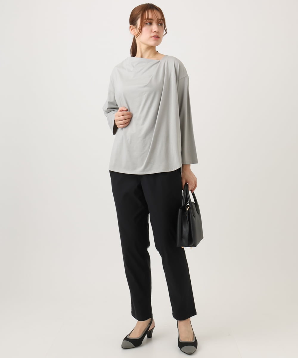 OLKED09069 eur3(エウルキューブ) 【大きいサイズ】ドレープネックトップス ライトグレー