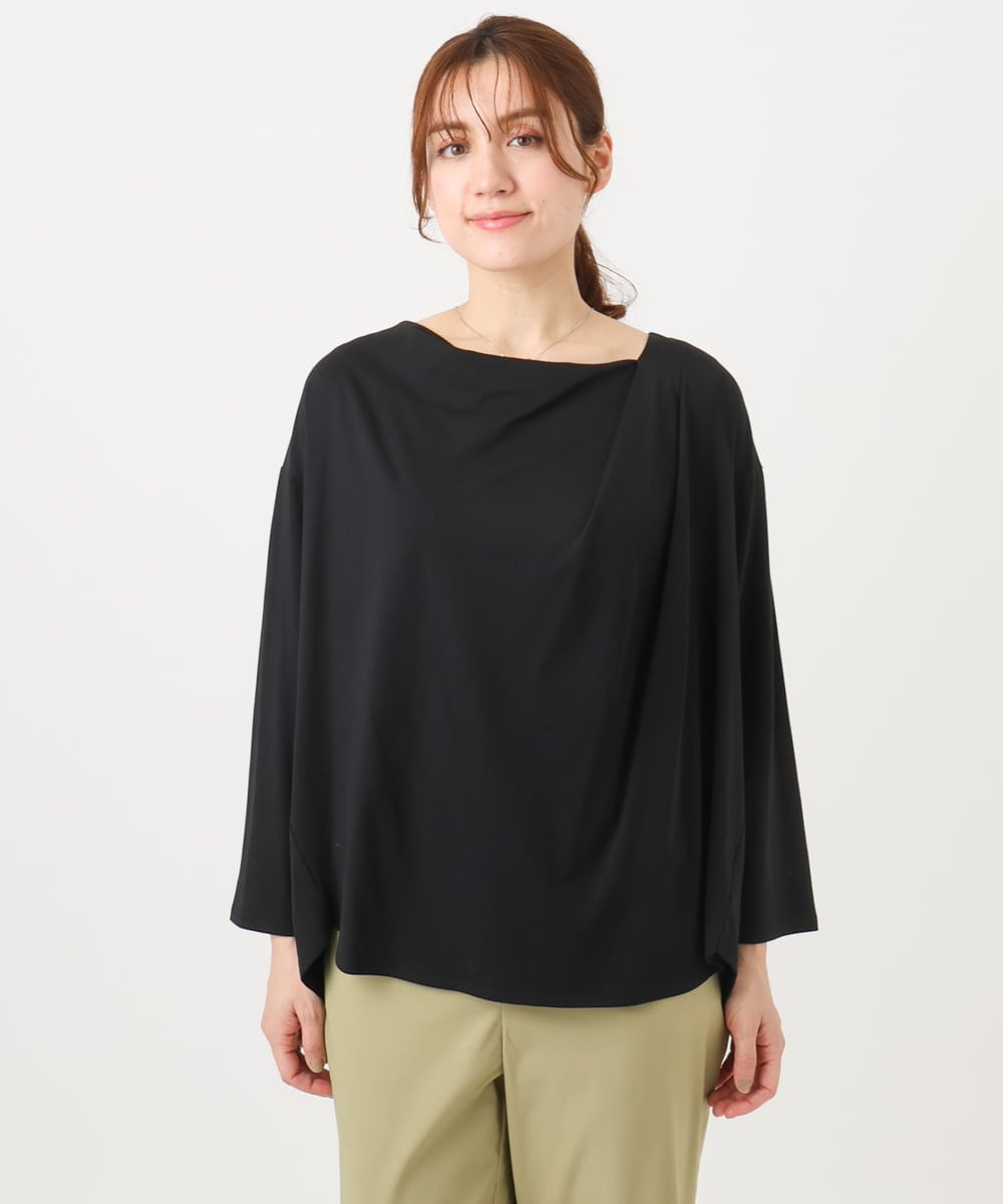 OLKED09069 eur3(エウルキューブ) 【大きいサイズ】ドレープネックトップス ブラック