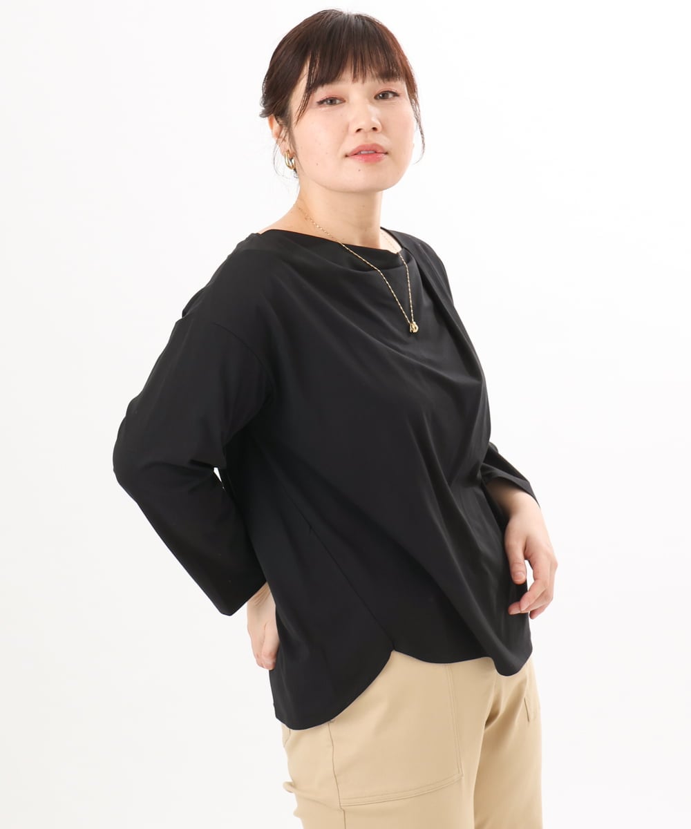 OLKED09069 eur3(エウルキューブ) 【大きいサイズ】ドレープネックトップス ブラック