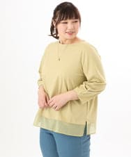 OLKED10079 eur3(エウルキューブ) 【WEB先行販売】【大きいサイズ】裾シア―カットソー ライトイエロー