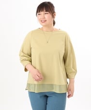 OLKED10079 eur3(エウルキューブ) 【WEB先行販売】【大きいサイズ】裾シア―カットソー ライトイエロー