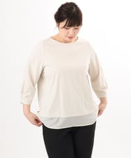 OLKED10079 eur3(エウルキューブ) 【WEB先行販売】【大きいサイズ】裾シア―カットソー ライトグレー