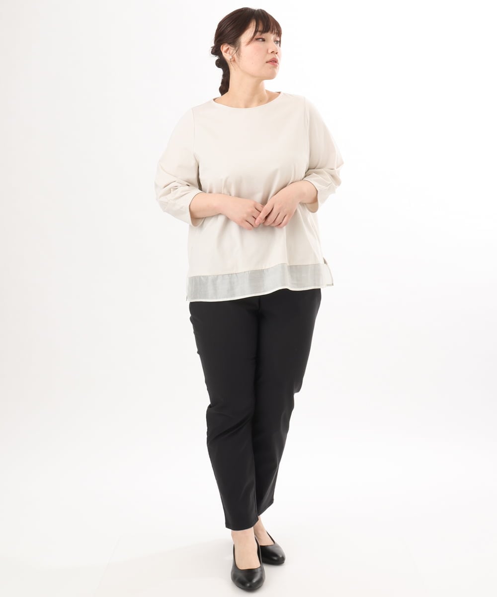 OLKED10079 eur3(エウルキューブ) 【WEB先行販売】【大きいサイズ】裾シア―カットソー ライトグレー