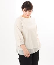 OLKED10079 eur3(エウルキューブ) 【WEB先行販売】【大きいサイズ】裾シア―カットソー ライトグレー