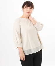 OLKED10079 eur3(エウルキューブ) 【WEB先行販売】【大きいサイズ】裾シア―カットソー ライトグレー