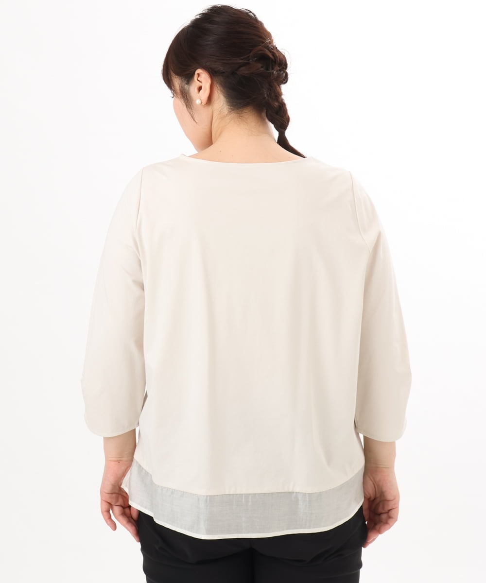 OLKED10079 eur3(エウルキューブ) 【WEB先行販売】【大きいサイズ】裾シア―カットソー ライトグレー