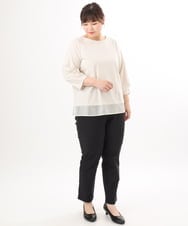 OLKED10079 eur3(エウルキューブ) 【WEB先行販売】【大きいサイズ】裾シア―カットソー ライトグレー