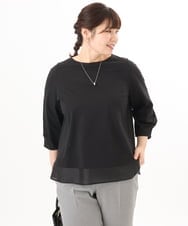 OLKED10079 eur3(エウルキューブ) 【WEB先行販売】【大きいサイズ】裾シア―カットソー ブラック