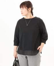 OLKED10079 eur3(エウルキューブ) 【WEB先行販売】【大きいサイズ】裾シア―カットソー ブラック