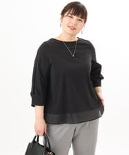 OLKED10079 eur3(エウルキューブ) 【WEB先行販売】【大きいサイズ】裾シア―カットソー ブラック