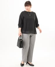 OLKED10079 eur3(エウルキューブ) 【WEB先行販売】【大きいサイズ】裾シア―カットソー ブラック