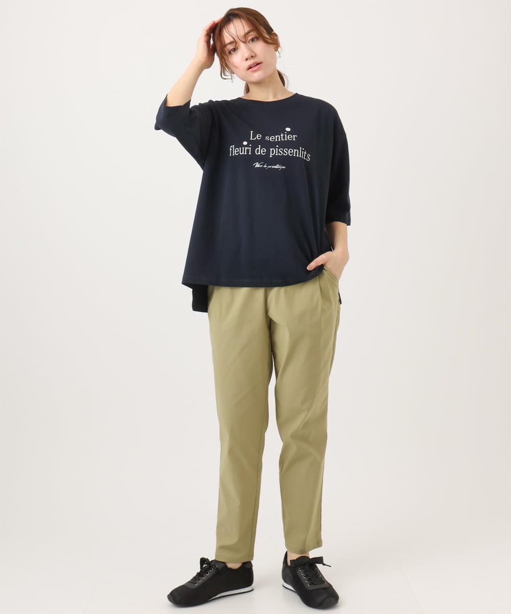 OLKED11049 eur3(エウルキューブ) 【WEB先行販売】【大きいサイズ】コットンロゴTシャツ ネイビー