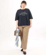 OLKED11049 eur3(エウルキューブ) 【WEB先行販売】【大きいサイズ】コットンロゴTシャツ ネイビー