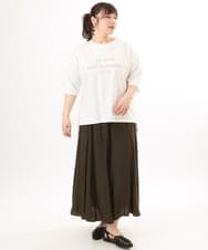 OLKED11049 eur3(エウルキューブ) 【WEB先行販売】【大きいサイズ】コットンロゴTシャツ ホワイト