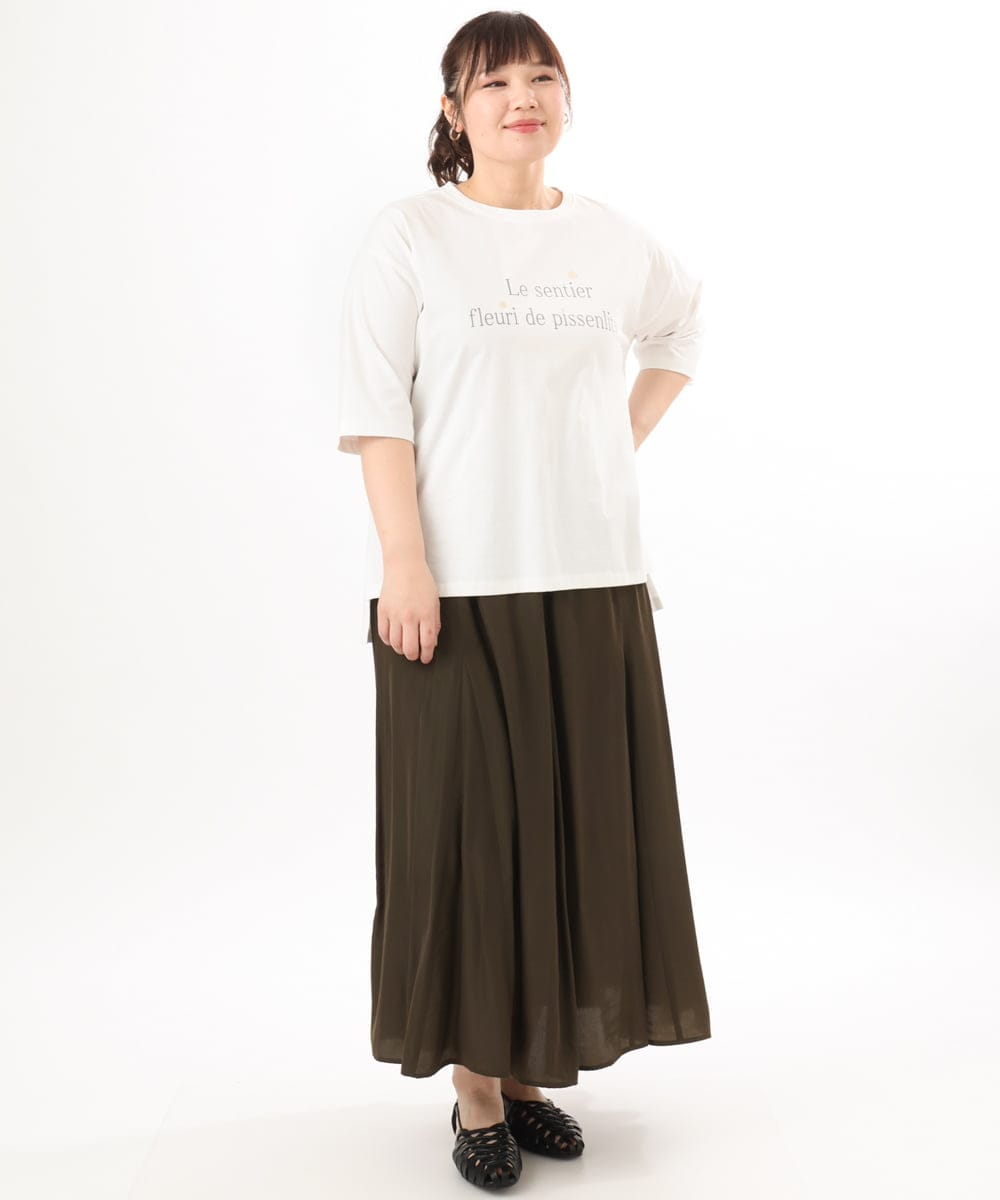 OLKED11049 eur3(エウルキューブ) 【WEB先行販売】【大きいサイズ】コットンロゴTシャツ ホワイト