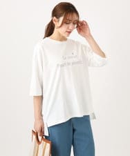 OLKED11049 eur3(エウルキューブ) 【WEB先行販売】【大きいサイズ】コットンロゴTシャツ ホワイト