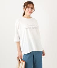 OLKED11049 eur3(エウルキューブ) 【WEB先行販売】【大きいサイズ】コットンロゴTシャツ ホワイト